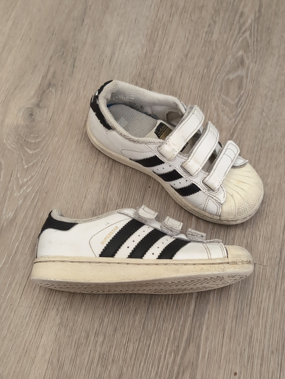 adidas Kids White and Black Velcro Superstar Sneakers